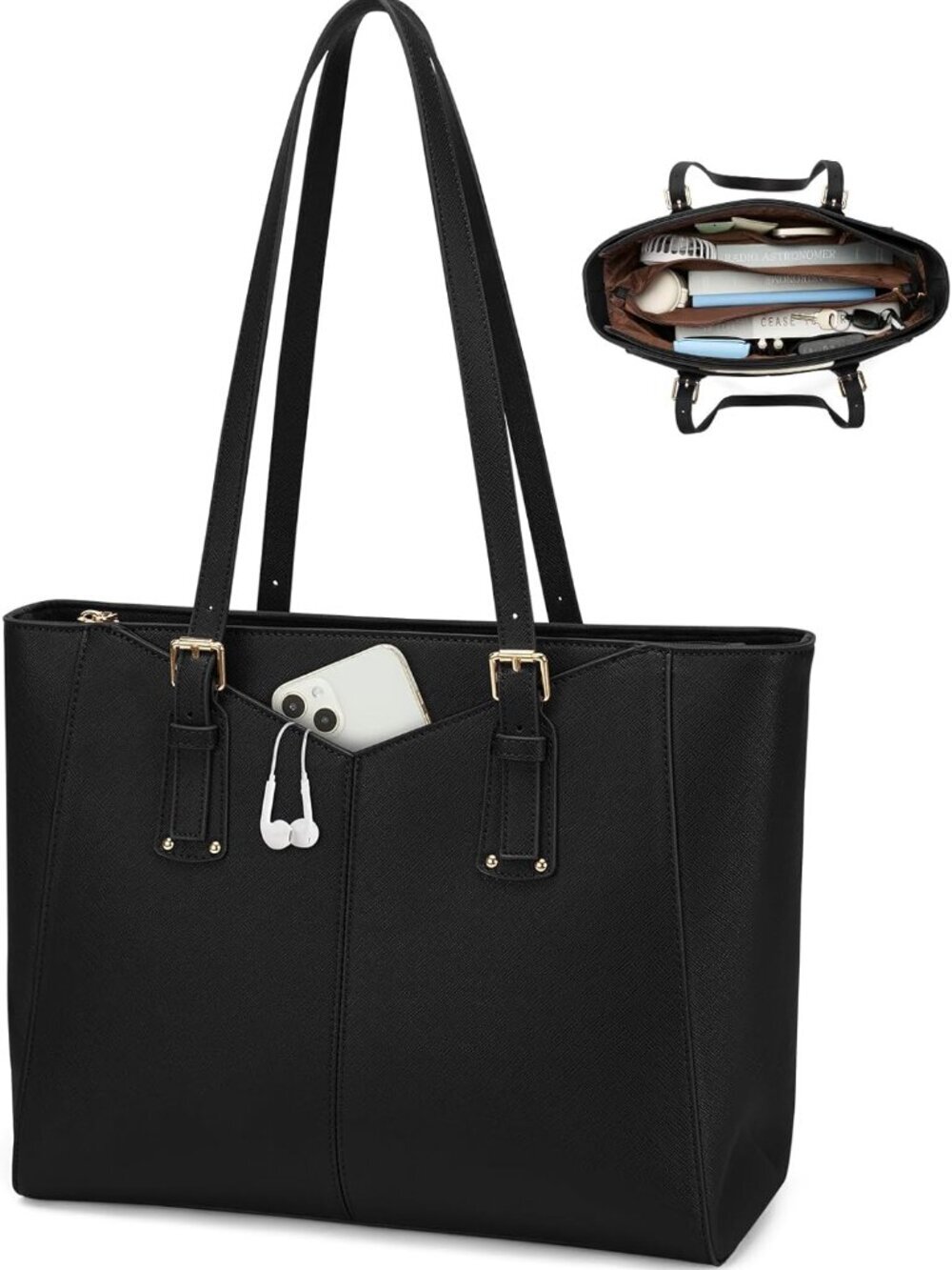 🆕 Tote Bags for Women 14 Inch PU Leather Large Purse bag Handbags for Work